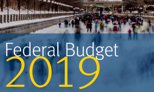 Text over image of ice skaters on canal in front of Ottawa parliament buildings. Text reads RBC Wealth Management Services. Federal Budget 2019. Key tax measures that have a direct impact on you.