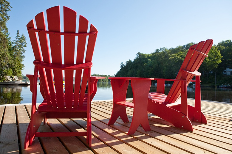 Adirondack chairs on the dock