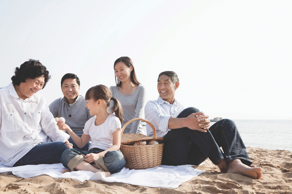 family picnic on the beach