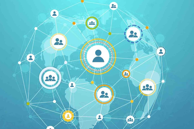 illustration global networking thought leadership concept in page