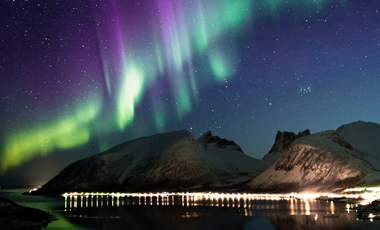 Northern Lights and mountain