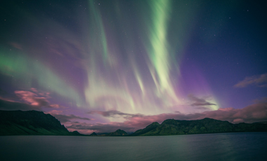 Northern Lights and mountains