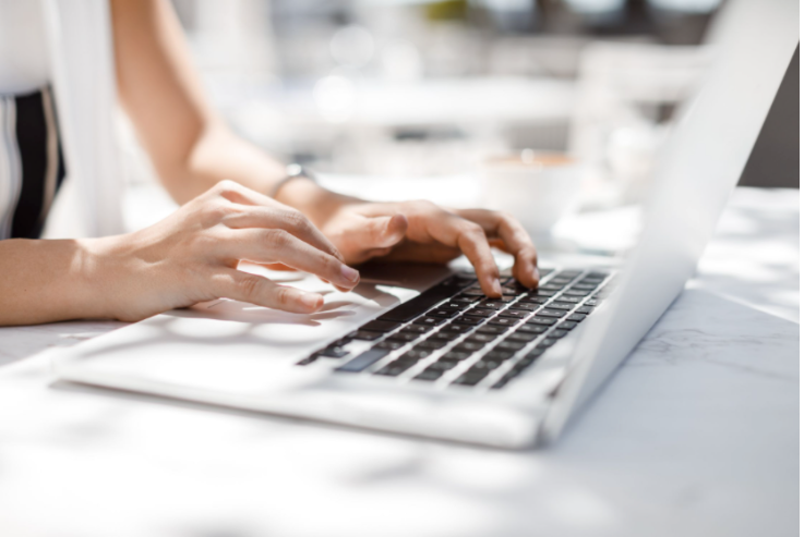 woman using a laptop