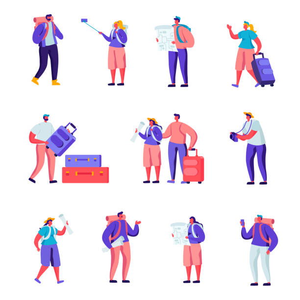Cartoon image of many different types of travelers