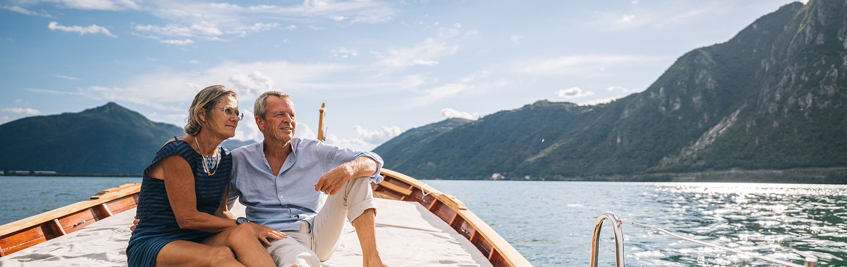 man and woman on a boat