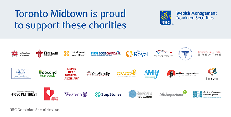 Toronto Midtown is proud to support these charities