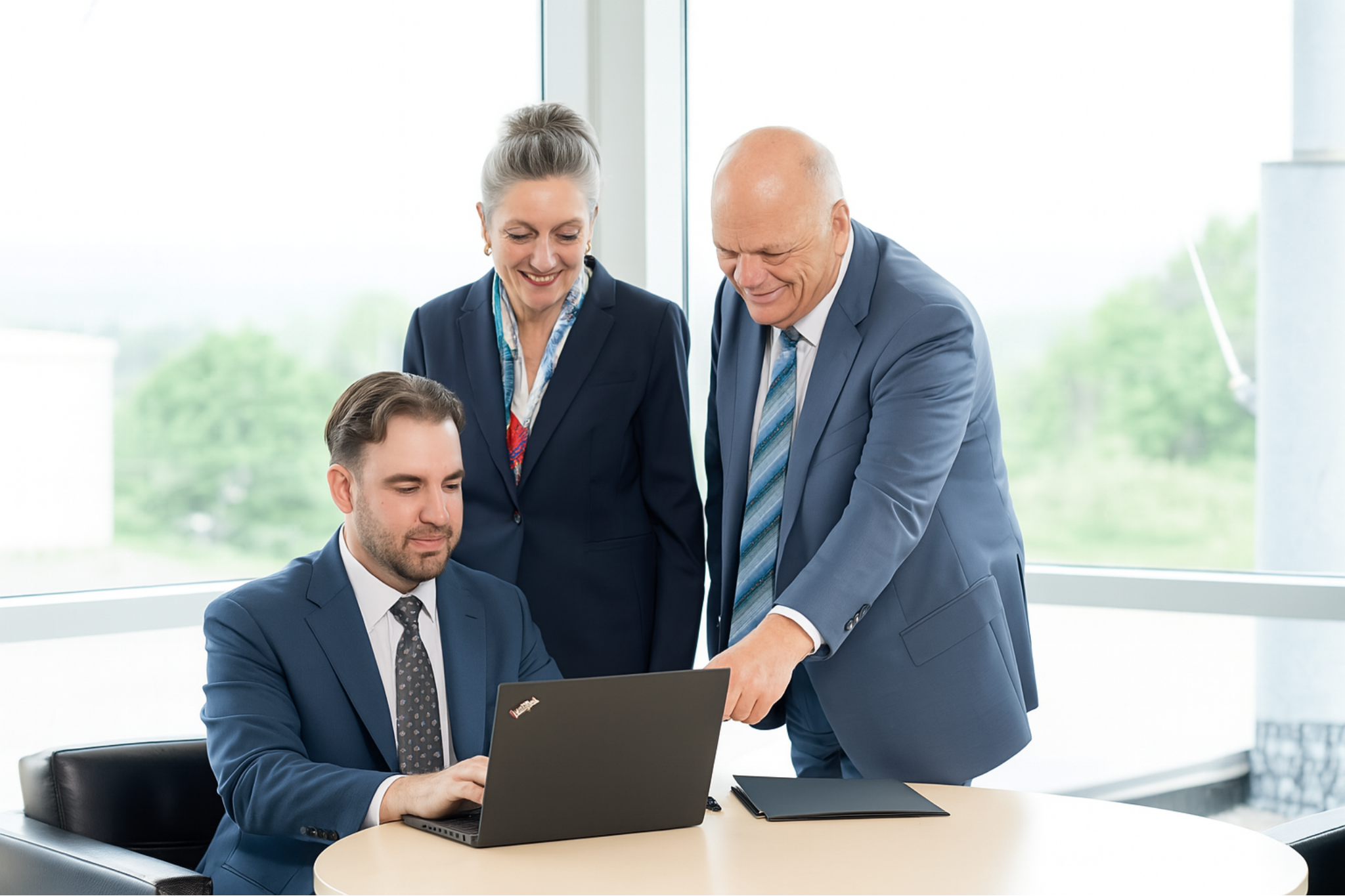 team working collaboratively on a computer