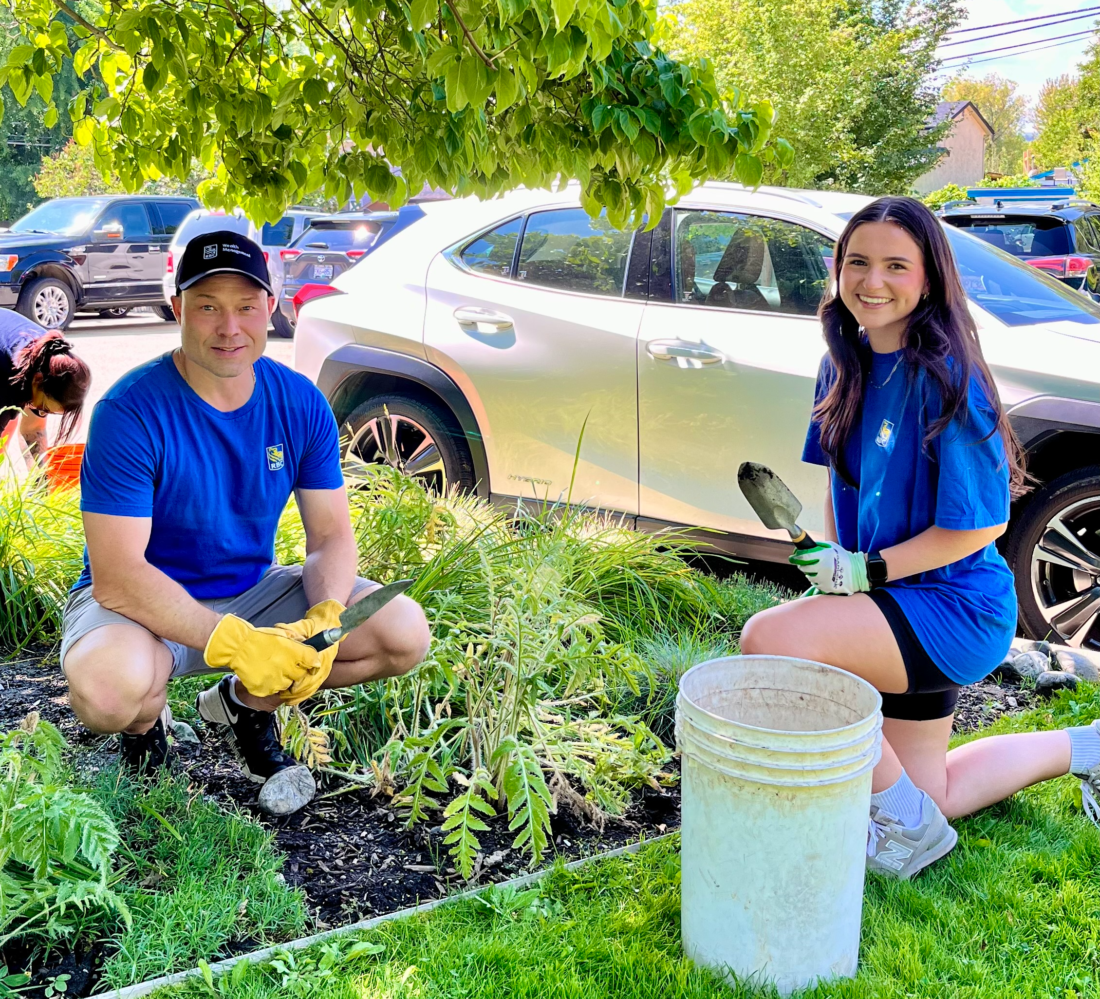 Wade and Shaina gardening at Hospice House Kelowna