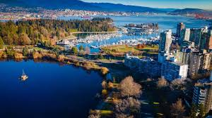 overhead view of Vancouver and water