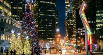 Vancouver December with Christmas lights