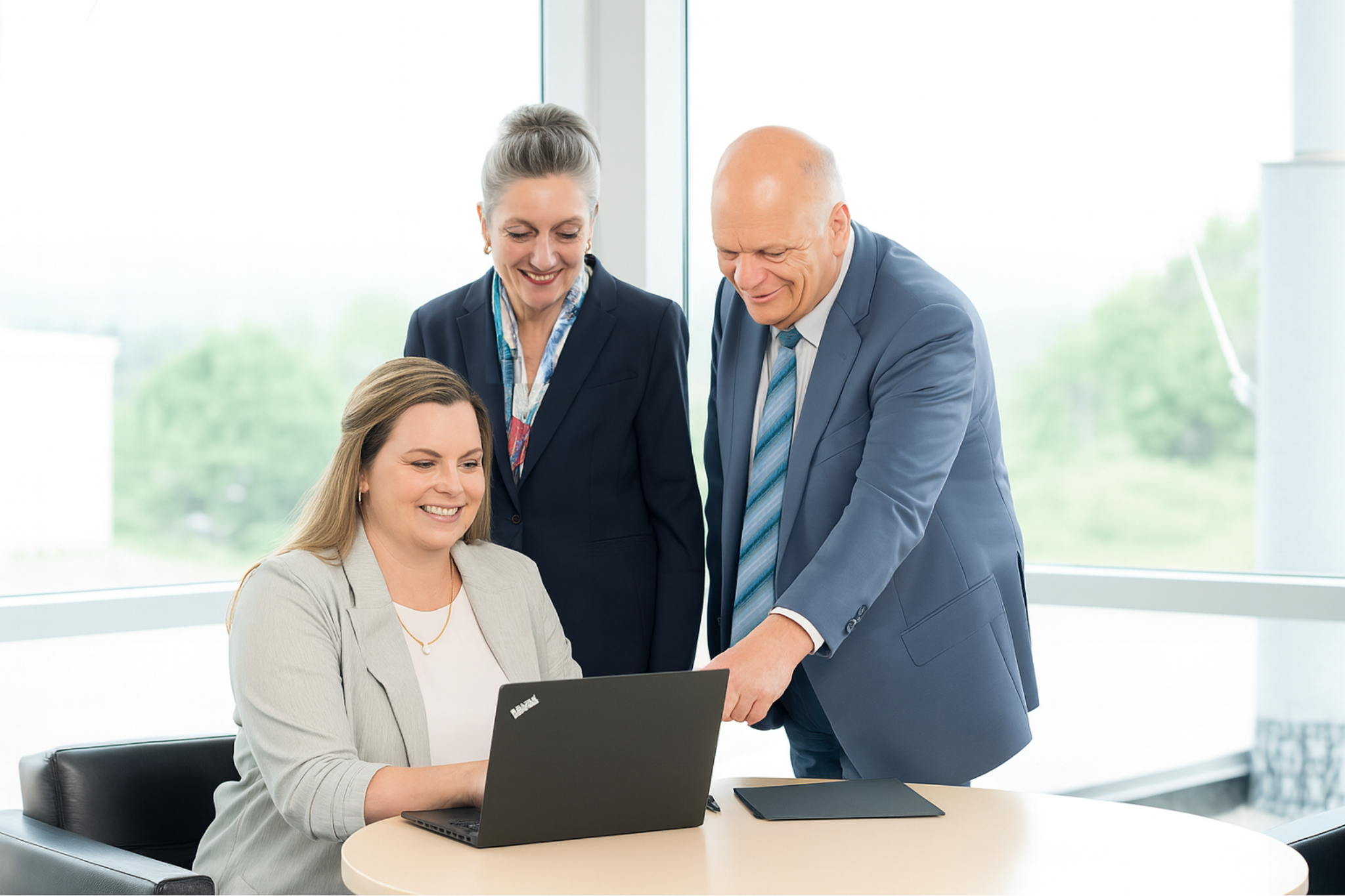 team working collaboratively on a computer