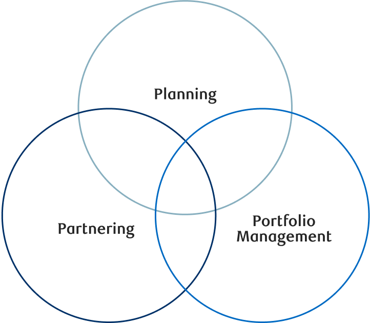 planning, partnering, portfolio management.