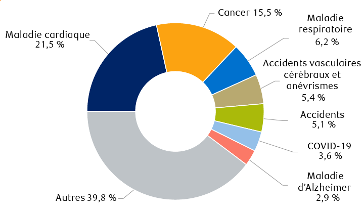 Principales causes de décès chez les Canadiens âgés de 85 ans et plus (2023)