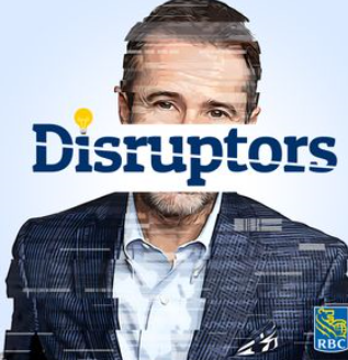 Text: Disruptors overlaid on image of a business man. 