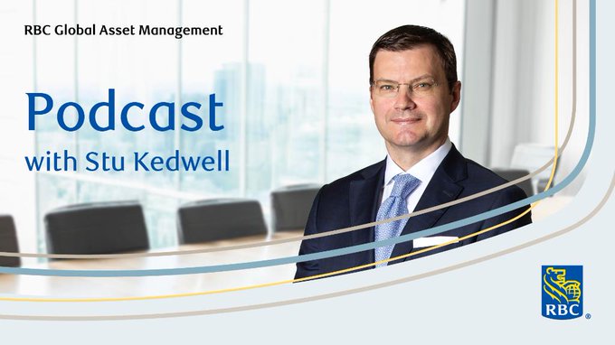Text: RBC Global Asset Management. Podcast with Stu Kedwell. Image of man in a suit sitting at a desk. 