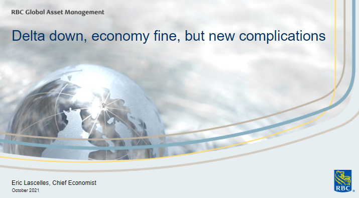 Text over hyperlinked image: RBC Global Asset Management. Delta down, economy fine, but new complications