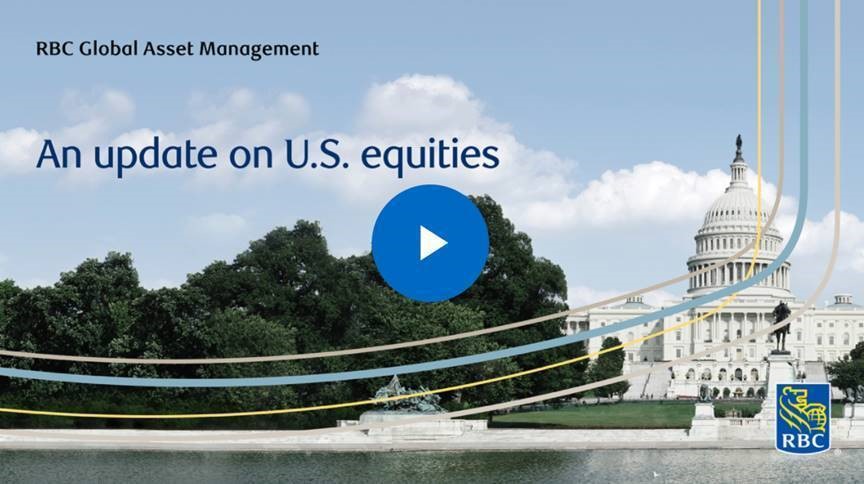 Text over image of U.S. Capitol Building. Text: RBC Global Asset Management. An update on U.S. equities. 