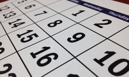 Close-up view of calendar