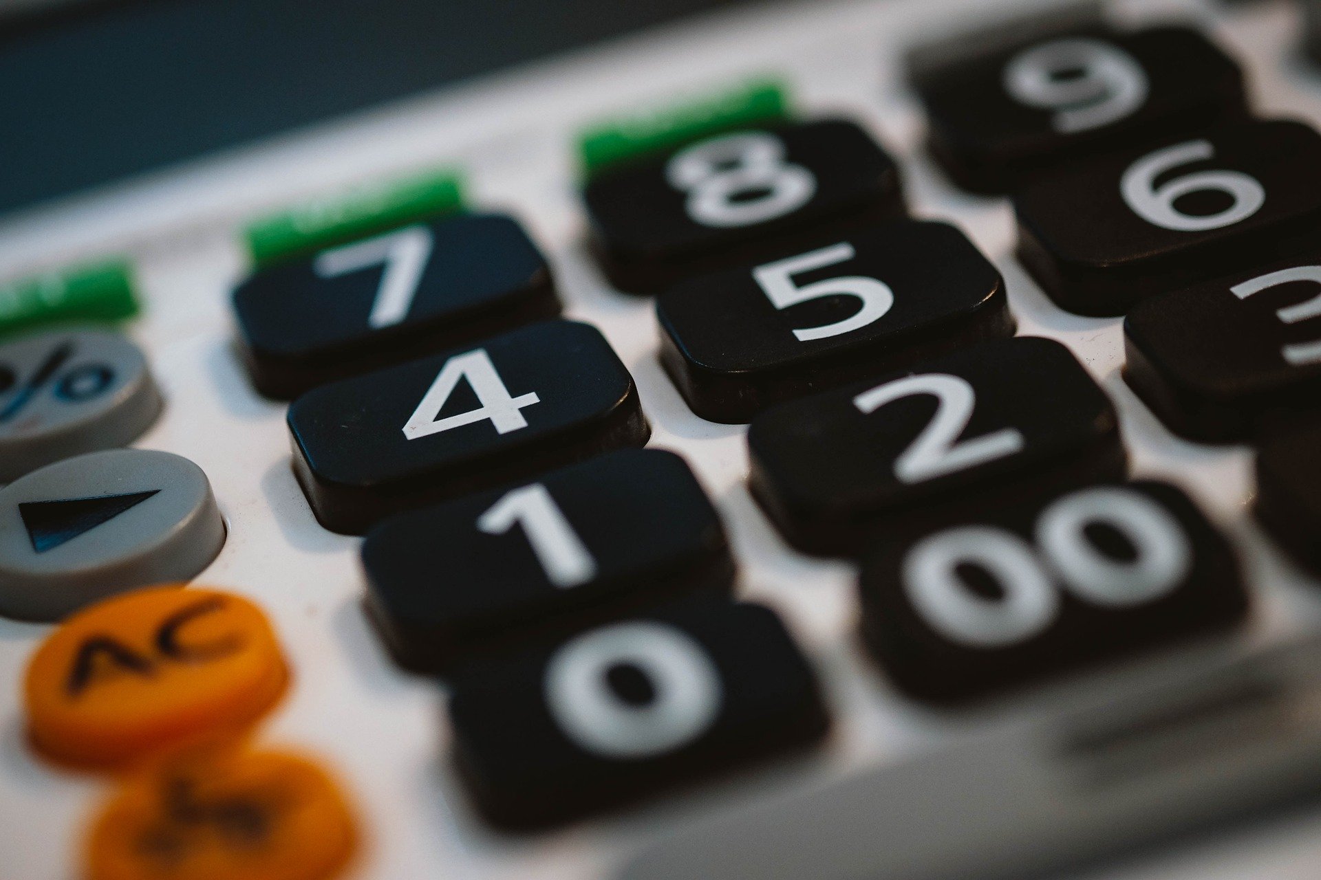 Close-up view of a calculator.