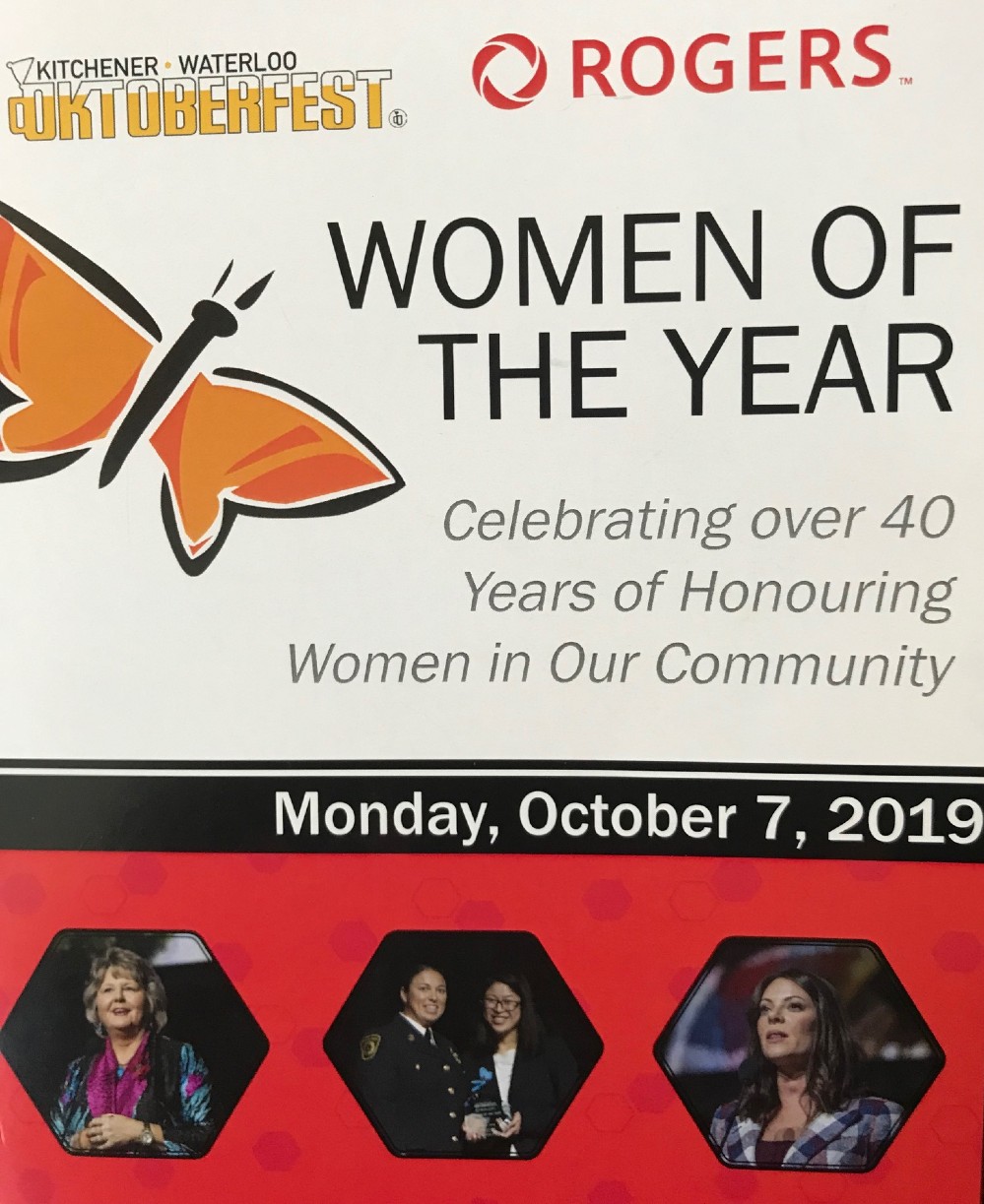 Kitchener-Waterloo Oktoberfest Women of the Year sign 2019