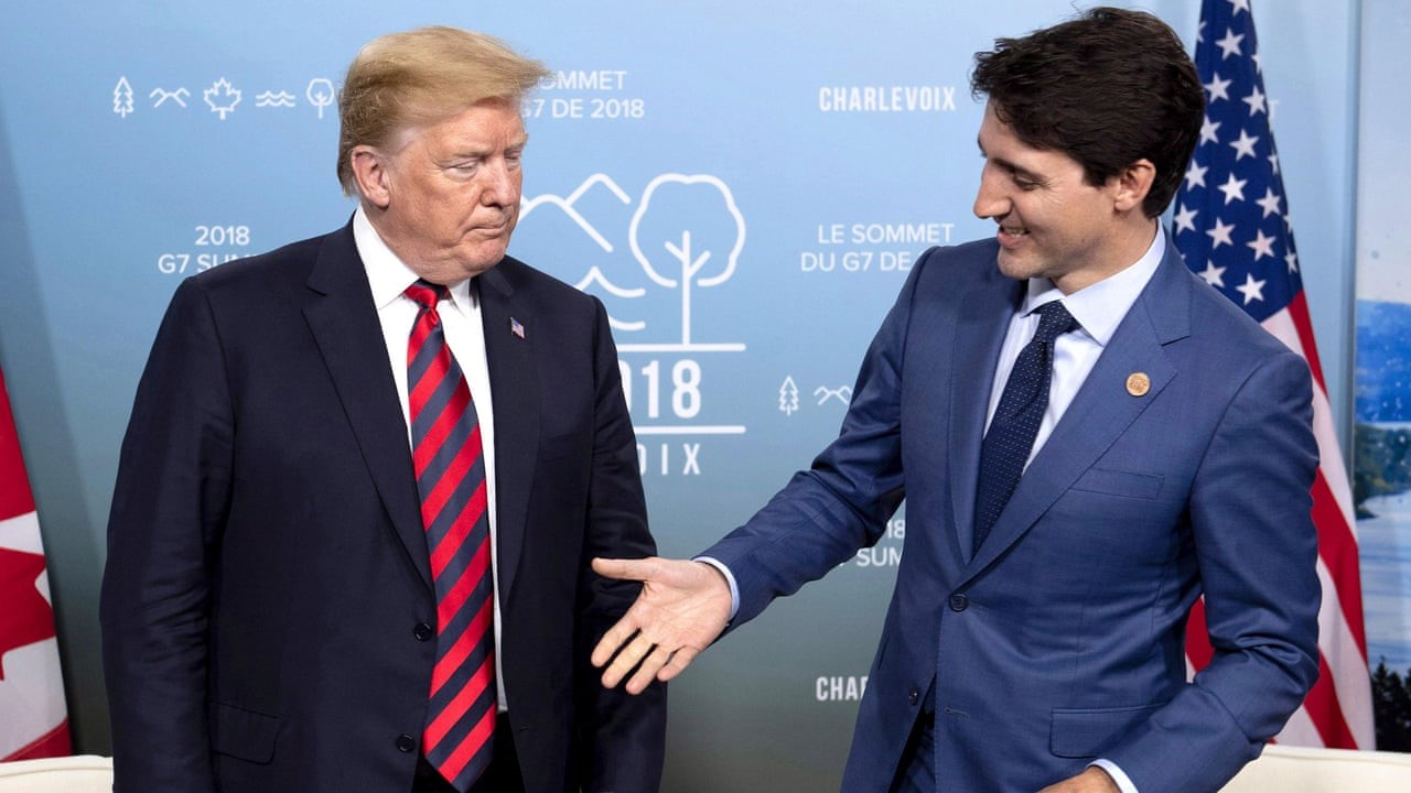 Donald J. Trump and Justin Trudeau Extending his hand for a shake