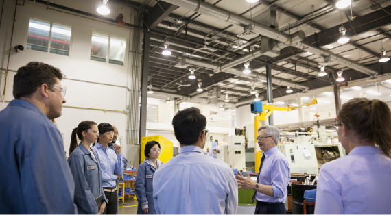 People working in a factory. 