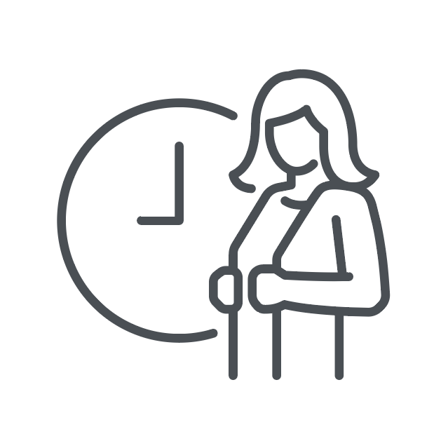 Icon of a pregnant woman beside a clock