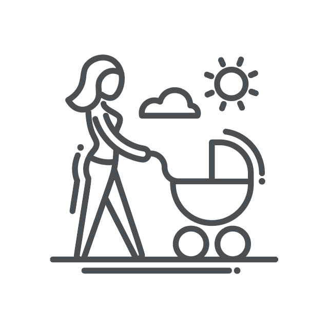 Icon of a mother pushing a stroller
