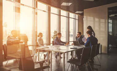 Advisors around a conference room table