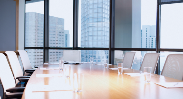 A beautiful boardroom in an office building.