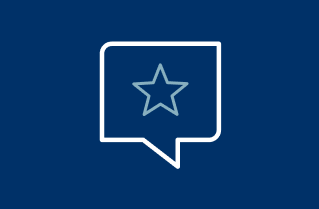 Icon of chat bubble with star