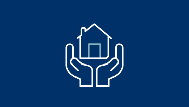Icon of hands hold a house