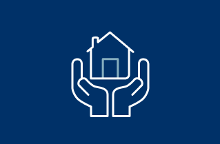 Icon of hands hold a house