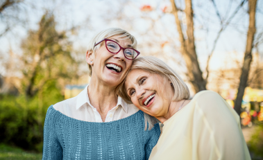 Clients laughing together.