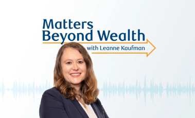 Matters Beyond Wealth logo with headshot of Leanne Kaufman.