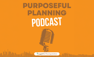 Purposeful Planning Podcast logo with old school microphone.