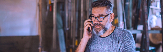 A person talking on a cell phone.