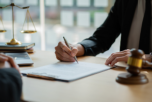 A person writing on a clipboard.