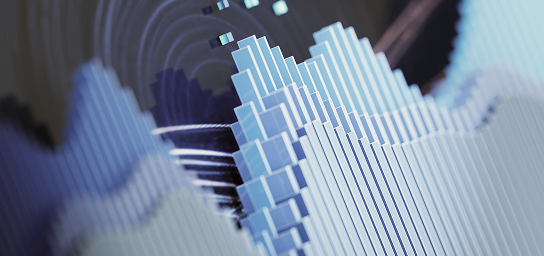 A 3D graph showing the ups and downs of the market.