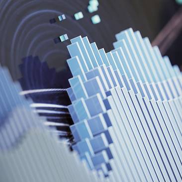 A 3D graph showing the ups and downs of the market.