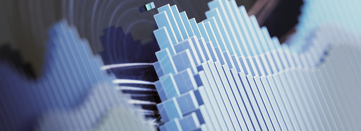A 3D graph showing the ups and downs of the market.