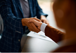 A close-up of a wealth professional and client shaking hands.
