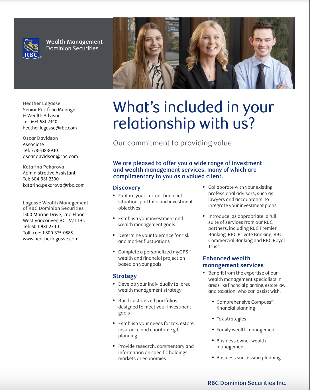 What's included in your relationship with us brochure in page