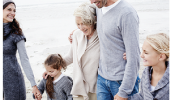 Family on beach in page